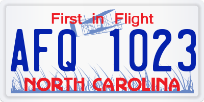 NC license plate AFQ1023