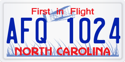 NC license plate AFQ1024