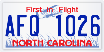 NC license plate AFQ1026