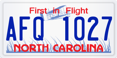 NC license plate AFQ1027