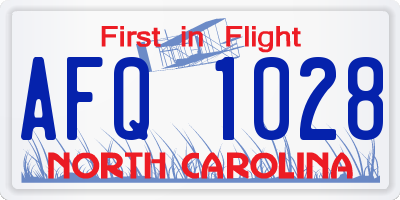 NC license plate AFQ1028
