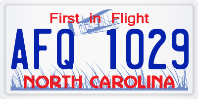NC license plate AFQ1029