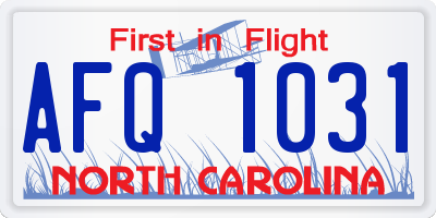 NC license plate AFQ1031