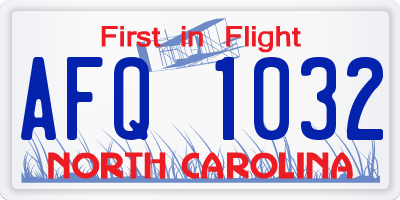 NC license plate AFQ1032