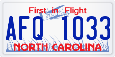 NC license plate AFQ1033