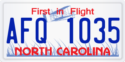 NC license plate AFQ1035