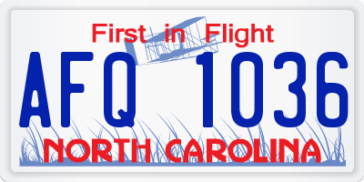 NC license plate AFQ1036