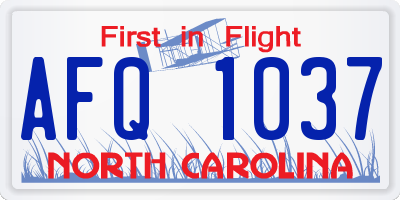NC license plate AFQ1037