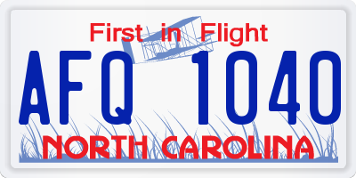 NC license plate AFQ1040