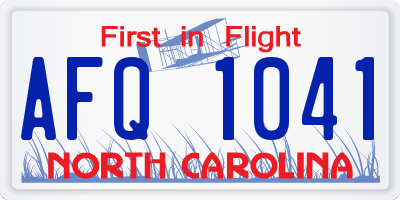 NC license plate AFQ1041