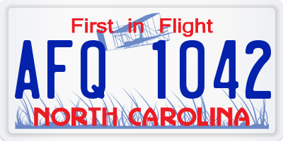 NC license plate AFQ1042