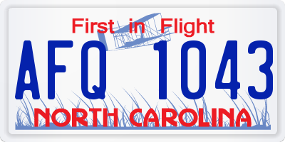 NC license plate AFQ1043