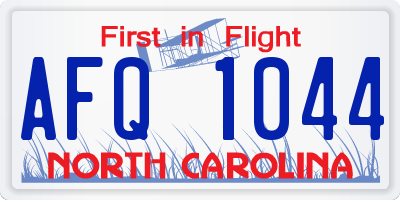 NC license plate AFQ1044