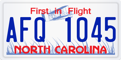 NC license plate AFQ1045