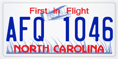 NC license plate AFQ1046