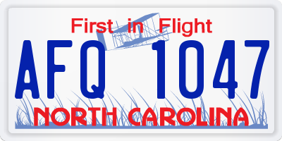 NC license plate AFQ1047