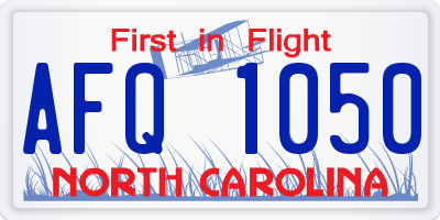 NC license plate AFQ1050