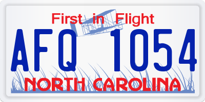 NC license plate AFQ1054