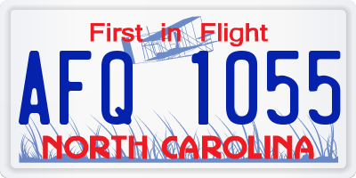 NC license plate AFQ1055