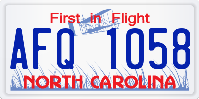 NC license plate AFQ1058