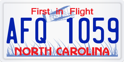 NC license plate AFQ1059
