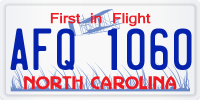 NC license plate AFQ1060