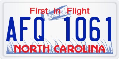 NC license plate AFQ1061