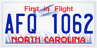 NC license plate AFQ1062