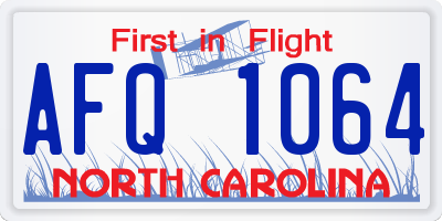 NC license plate AFQ1064