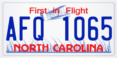 NC license plate AFQ1065