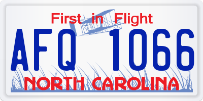 NC license plate AFQ1066