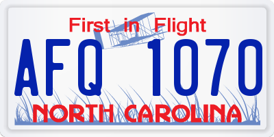 NC license plate AFQ1070