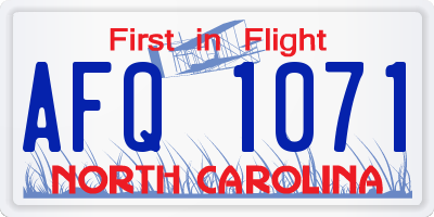 NC license plate AFQ1071