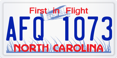 NC license plate AFQ1073