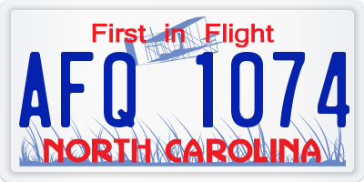 NC license plate AFQ1074