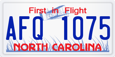 NC license plate AFQ1075