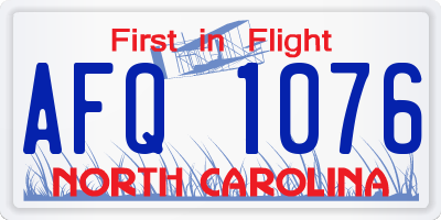 NC license plate AFQ1076