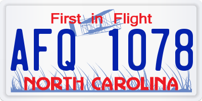 NC license plate AFQ1078