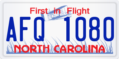 NC license plate AFQ1080
