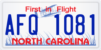 NC license plate AFQ1081