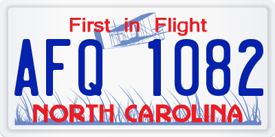 NC license plate AFQ1082