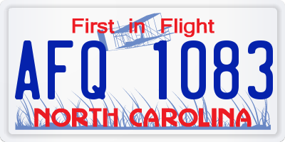 NC license plate AFQ1083
