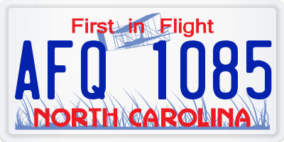 NC license plate AFQ1085