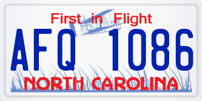 NC license plate AFQ1086