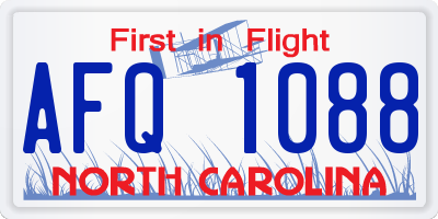NC license plate AFQ1088