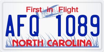 NC license plate AFQ1089