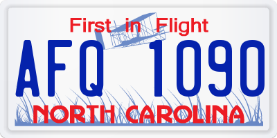 NC license plate AFQ1090