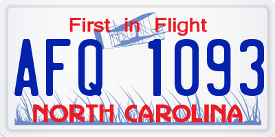 NC license plate AFQ1093