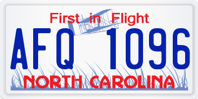 NC license plate AFQ1096