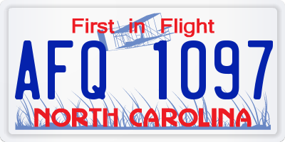 NC license plate AFQ1097